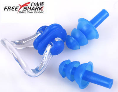 Free Shark Exquisite box-set nose clip earplugs 1 pair waterproof silicone material to prevent choking swimming equipment for both men and women