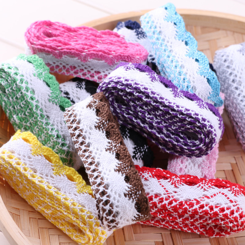 Pure cotton yarn-dyed color 3CM hollow lace clothing and clothes decorated with exquisite lace accessories 12 colors non-elastic