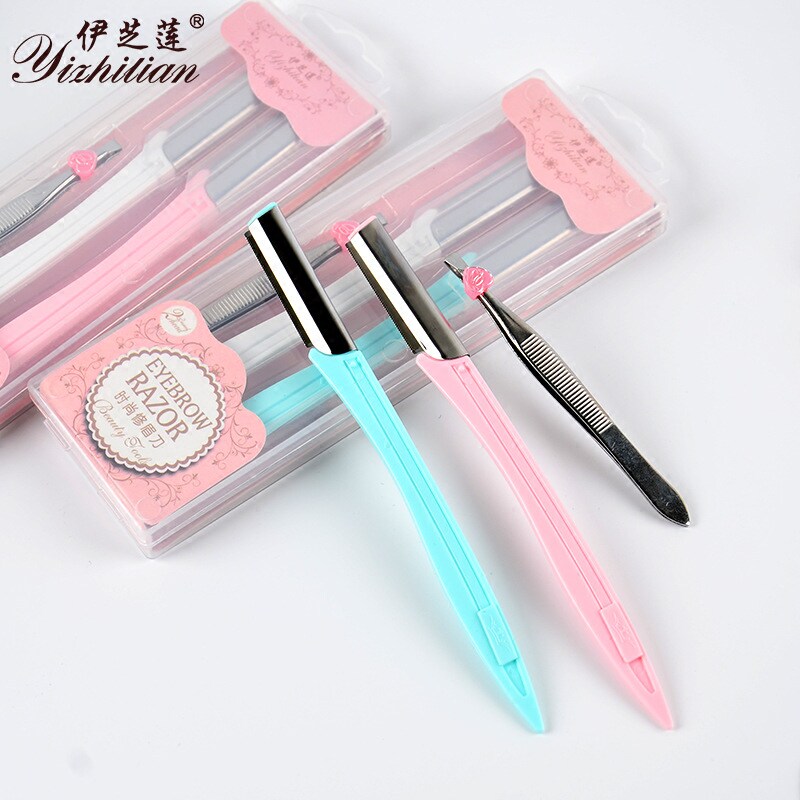 Shaving Brow Brow small head eyebrow jacket with tweezers Axillary Hair Cutter Plucking Fur Pliers Boxed Combination Beauty Makeup Tool Suit