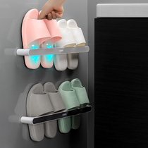 Bathroom slippers rack wall hanging free punching toilet door storage artifact toilet drain hanger wall rack