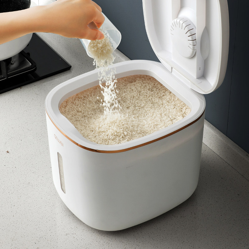 Fitted rice barrel Home Insect Prevention Moisture-proof Hermetic Rice Vat Kitchen Rice Flour Storage Tank Food Grade Storage Rice Storage Tank