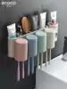 Powder room suction wall toothbrush holder Hole-free brushing cup shelf Household mouthwash cup cylinder set toothbrush shelf