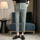 Летний шелковый костюм для отдыха, мужские штаны, в корейском стиле