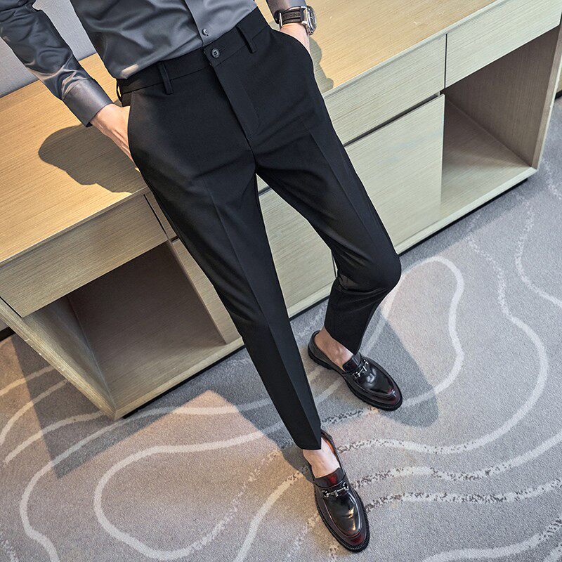Men Casual Suits Long Pants Autumn Winter Plus Suede Warm Business Positive Dress Up 90% Little foot West Suit Pants-Taobao
