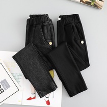 Girl Magic Pants Fashion Foreign Pistes Spring Autumn Workout Underpants Children CUHK Children Black Small Feet Pencil Pants