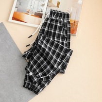 Girl Pants Spring Autumn Clothing Foreign Air 2022 New CUHK Children Casual Pants Outside Wearing Spring Fashion Plaid Pants