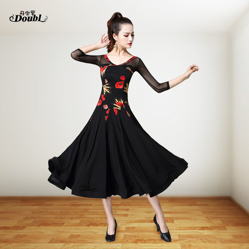 Dambao Roo New Women's Morden Dance Foreign Dress Waltz National Mark Dance Performance Social Dance Costumes Big Swing Dance Dress