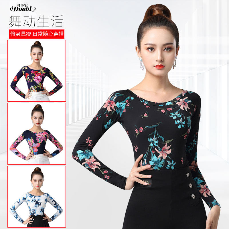 Dampao's new display of slim and colorful female long-sleeved dance blouses Latin dance suit Gitba dance suit square dance suit