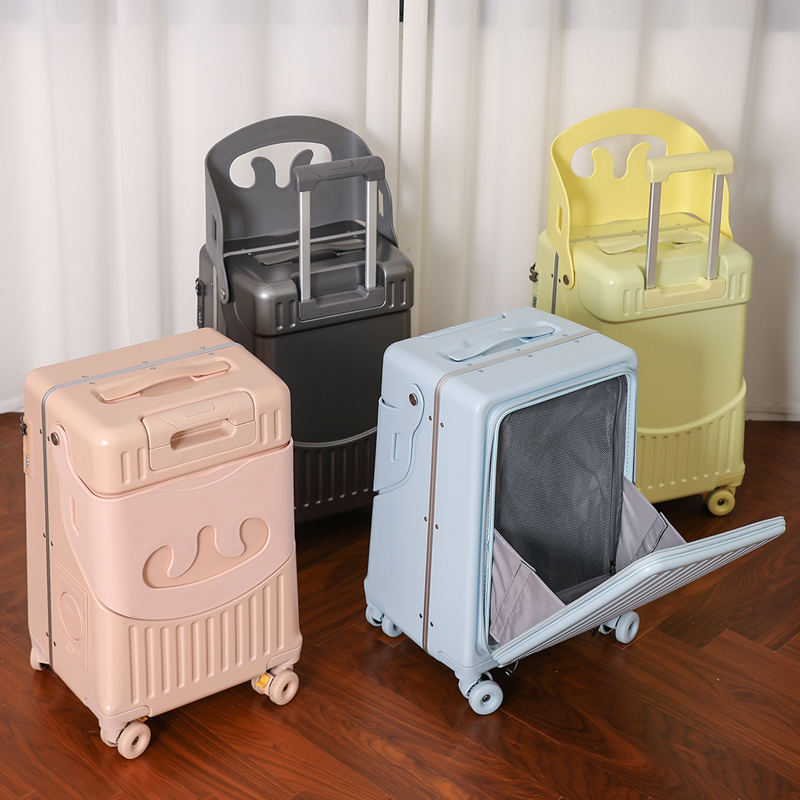 Mom's Suitcase That Kids Can Ride on 20inch Travel Suitcase for Kids and Parents, Trolley Case, Leather Suitcase 22