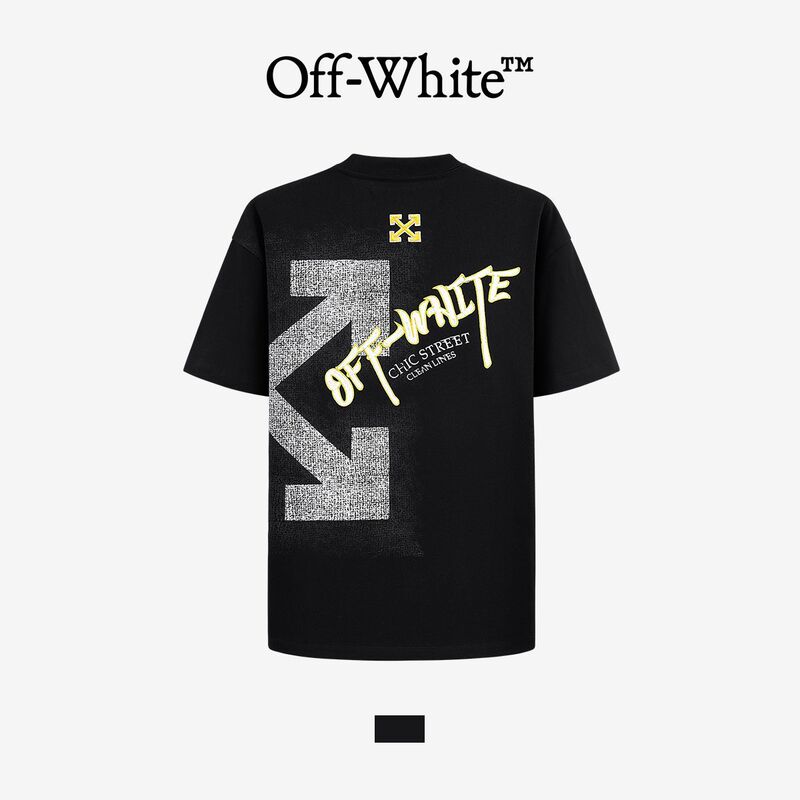 [Official Authentic Product] Off-White2026 Short-Sleeved T-Shirt for Men and Women with Arrow Embroidery Pure Cotton Couple Loose Top