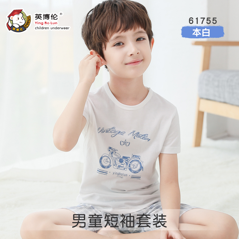 Inbele bông trẻ em ngắn tay áo thun Set Xuân Hè Boys bé Casual thể thao ngắn tay áo Quần soóc.