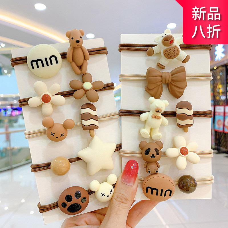 Children's hair Circle Milk Curry Hair Girl girls don't hurt hair Circle Hair Elastic Good Little Bear Leather Fascia Hair Accessories