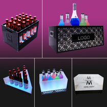 Bar LED luminous ice bucket custom large high-value KTV acrylic beer frame Ice cube champagne bucket commercial use