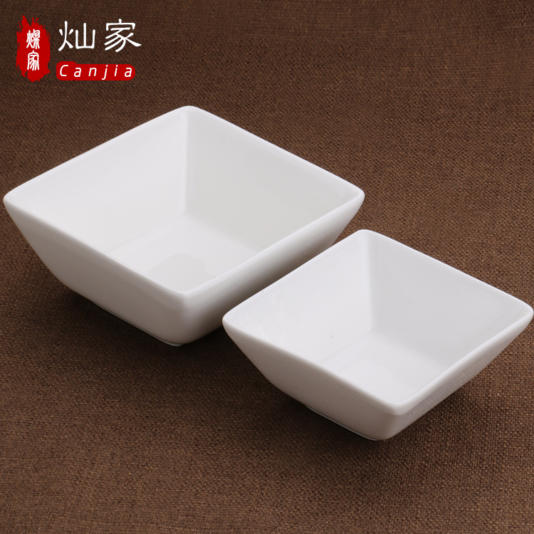 The downtown home pure white cake square bowl bowl dessert bowl bowl high - temperature ceramic bowl quartet fruit salad bowl