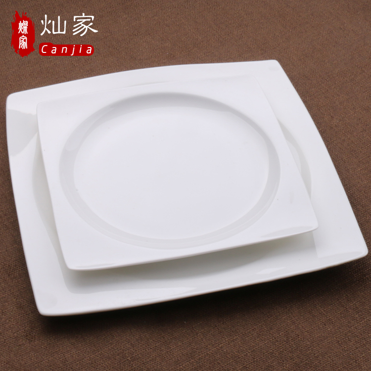 Creative pure white ceramic plate plate quartet ceramic plate steak dish food dish fruit bowl hotel tableware