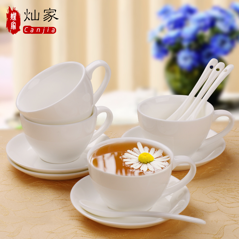 European cup of office coffee cup of pure white ceramic keller cup breakfast cup flower tea cup