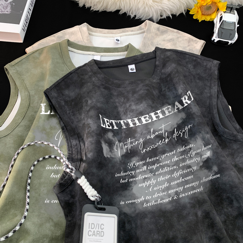 Summer Vest for Men, High-End Men's Clothing, American High Street Style, ins Trendy Brand, Loose Round Neck Sleeveless Heavyweight T-Shirt Summer Vest for Men, High-End Men's Clothing, American High Street Style, ins Trendy Brand, Loose Round Neck Sleeveless Heavyweight T-Shirt