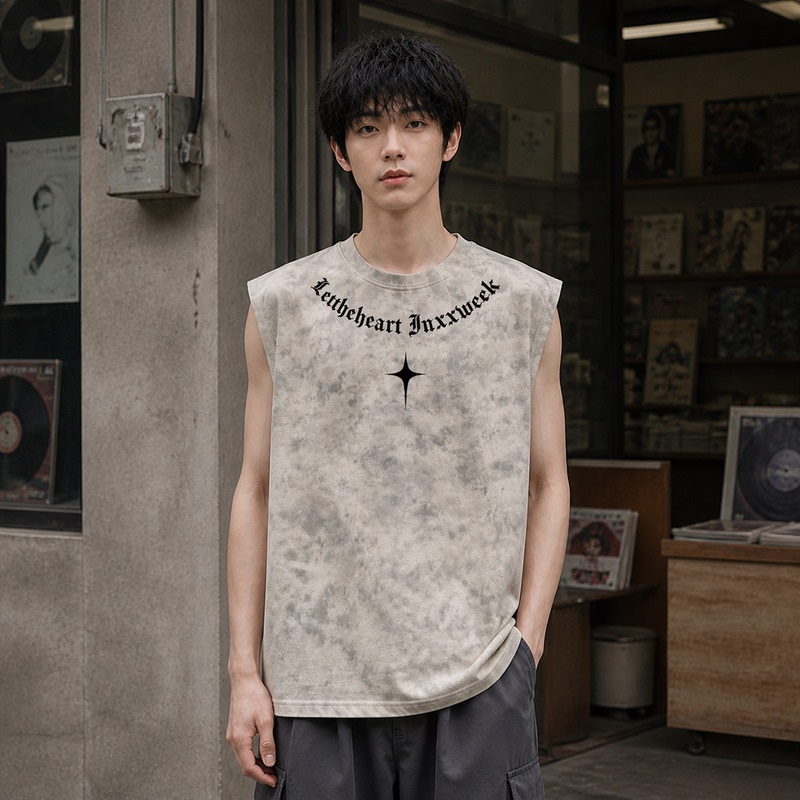 Tie-Dye Vest Men's Summer Trendy American High Street Fashion Brand Couple's Loose Casual Sleeveless T-Shirt