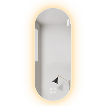 Smart bathroom mirror touch screen oval bathroom mirror wall hanging led vanity mirror anti-fog toilet mirror luminous
