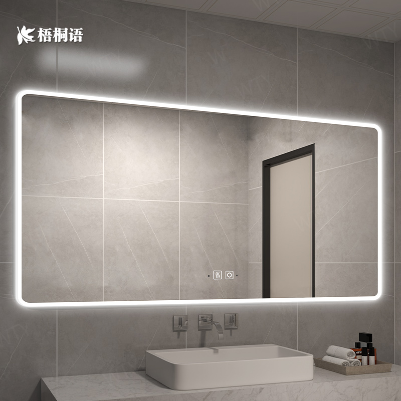 Makeup mirror hanging wall led bathroom mirror luminous make-up room anti-fogging mirror square bathroom mirror smart bathroom mirror