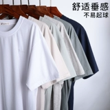 Шелковая футболка с коротким рукавом, тонкая летняя одежда, для мужчины среднего возраста