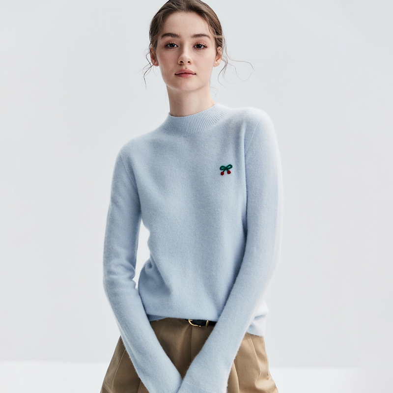 Consinee Yarn~ Half Turtleneck Cashmere Sweater for Women, 100% Pure Cashmere Sweater, Autumn and Winter Knitted Base Layer for Inner Wear