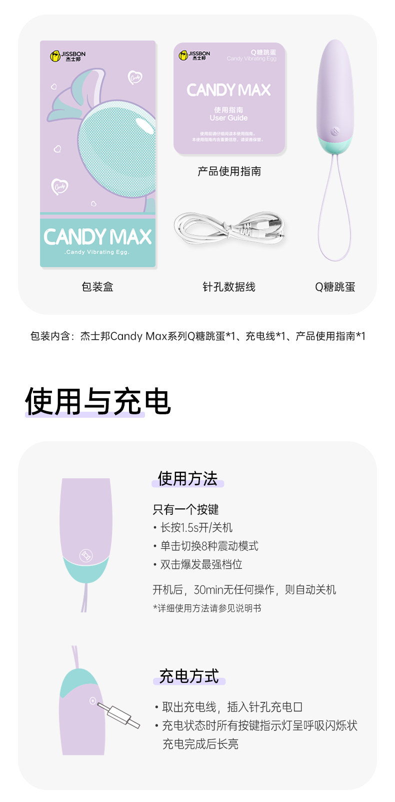 【中國直效郵件】 傑士邦 Q糖跳蛋 1 女性玩具 強震靜音 情趣玩具 女性跳彈 女用自慰器成人用品