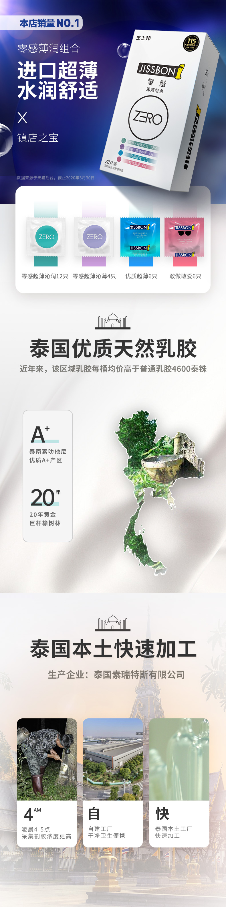 日本进口 杰士邦 超薄避孕套组合 30只*2件 图1
