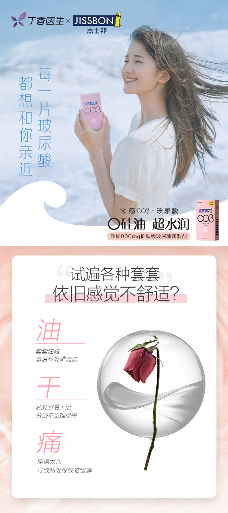 杰士邦 003玻尿酸 超薄避孕套10只+超薄白金持久 6只 图2