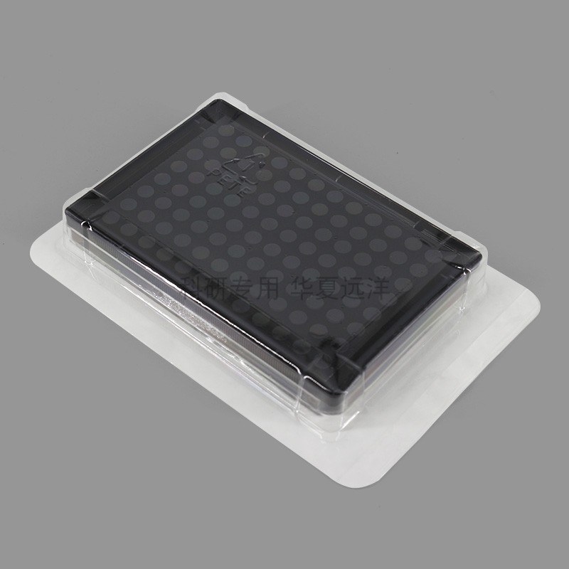 FCP965-48pcs 黑色透明底96孔细胞培养板(平底带盖, 独立包装)