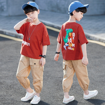 Childrens toddler summer suit 2021 New Handsome Boy Boy Boy Summer Korean version of foreign style two-piece tide