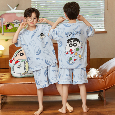 Boys' Summer Pajamas, Thin Pure Cotton Short-Sleeve, for Older Children, 2026 New Model, All-Cotton for Boys and Teenagers — 5