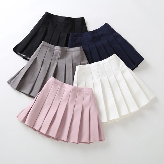 Girls Skirt 2024 Summer Girls Versatile White Pleated Skirt JK Uniform Skirt Black Korean Style Short Skirt Suit