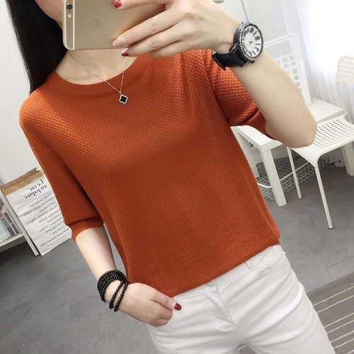 Летняя шелковая летняя одежда, трикотажная тонкая футболка, оверсайз, короткий рукав