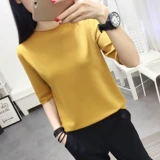 Осенний трикотажный тонкий свитер, круглый воротник, оверсайз