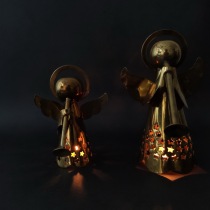 Western Collectibles Brass angel shape candlestick ornaments Angel candlestick lampshade hollow stars