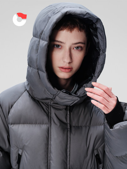 保姆鹅 女士羽绒服连帽中长款宽松外套极寒防风保暖户外通勤冬装