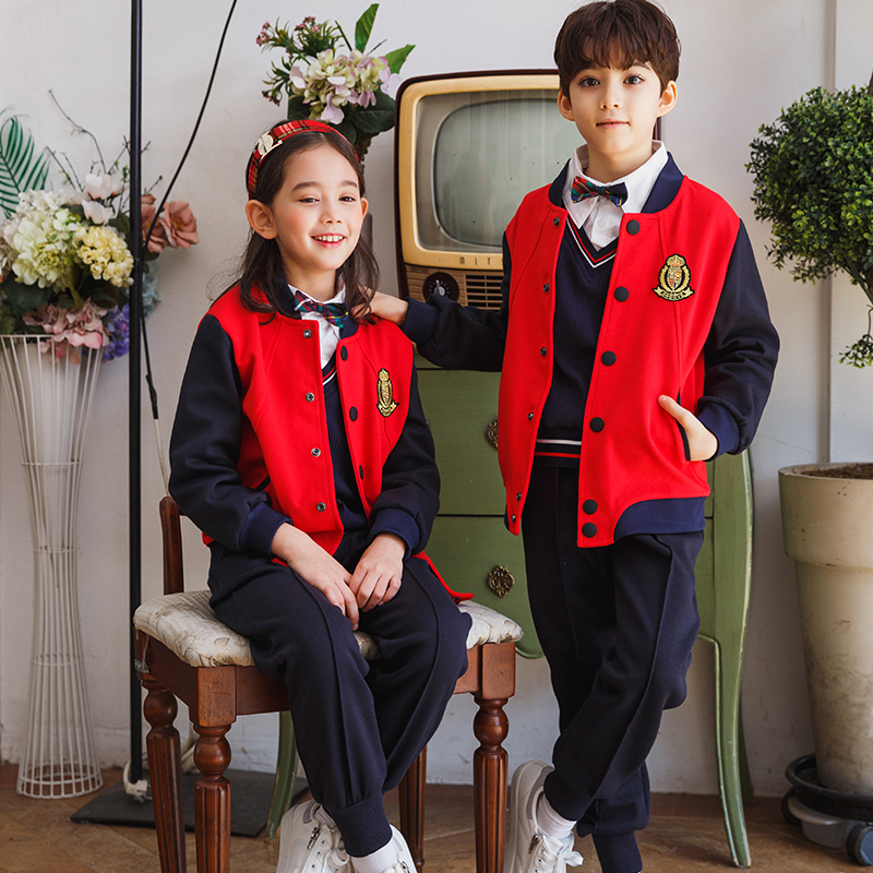 Kindergarten Garden Clothing Spring Suit Elementary School Children's School Uniforms Children Class Clothes Spring Autumn Clothing Pure Cotton Inglent Wind Three Sets