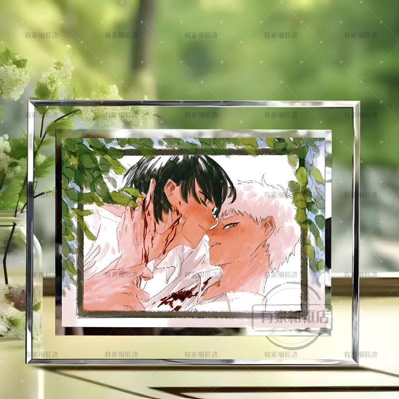 Light Dead Summer Two-Dimensional Merchandise Crystal Glass Photo Frame Bedroom Desktop Decoration Can Be Placed Horizontally or Vertically