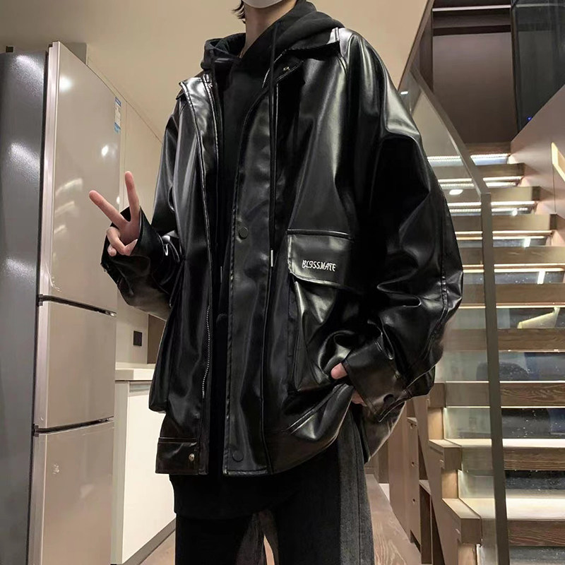 🔥秋冬必备！这款黑色PU皮夹克，复古又保暖情侣装一起穿就对了！ кожа-工服-淘宝好物网