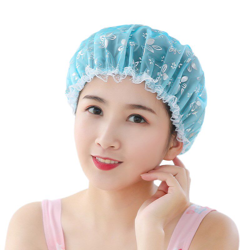 Cute adult bath hat bath cap with flower waterproof head bath and head kitchen anti-oil smoke double cap
