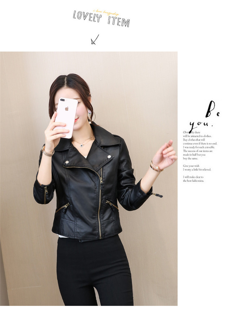 Xuân 2018 mới pu pu ngắn nữ da nhỏ Phiên bản Hàn Quốc của chiếc áo khoác tự chế da xe máy áo khoác nữ cỡ lớn thủy triều bomber da