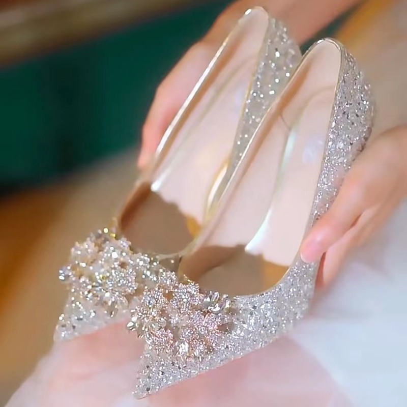 French High Heels Summer Women's 2025 New Crystal Shoes Wedding Shoes Bride Shoes Main Wedding Dress Shoes Wedding Niche French High Heels Summer Women's 2025 New Crystal Shoes Wedding Shoes Bride Shoes Main Wedding Dress Shoes Wedding Niche
