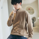 Мужской лонгслив, цветная приятная телу демисезонная трендовая универсальная осенняя толстовка, оверсайз, круглый воротник