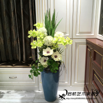 Jingdezhen floor-to-ceiling large vase simulation floral suit porch living room decoration ornaments fashion crafts flower arrangement