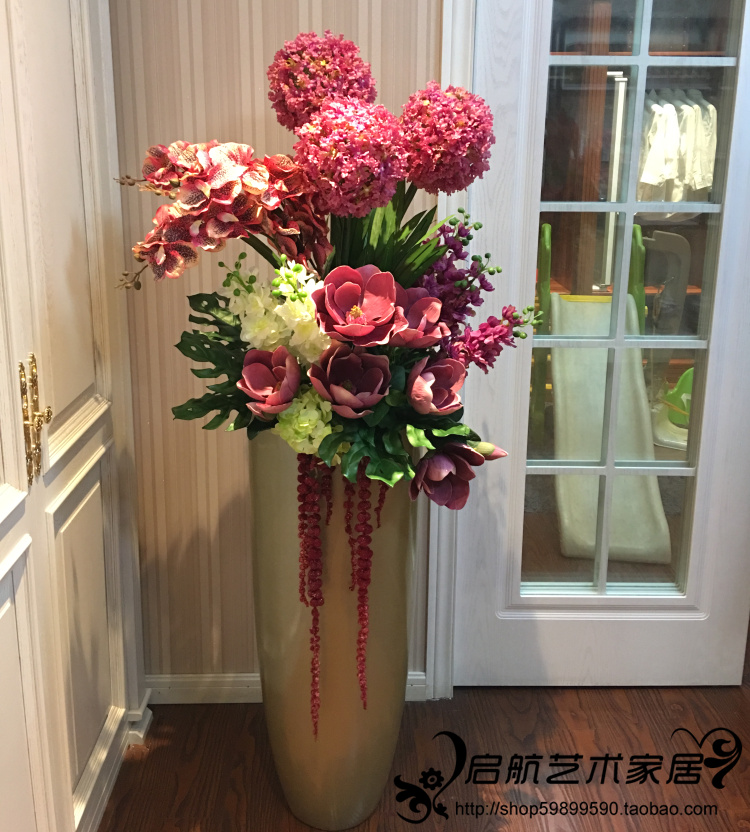 Floor large vase emulated flower arrangement art suit European-style living room sample house display central-like board room European-style modern decorative swing decoration