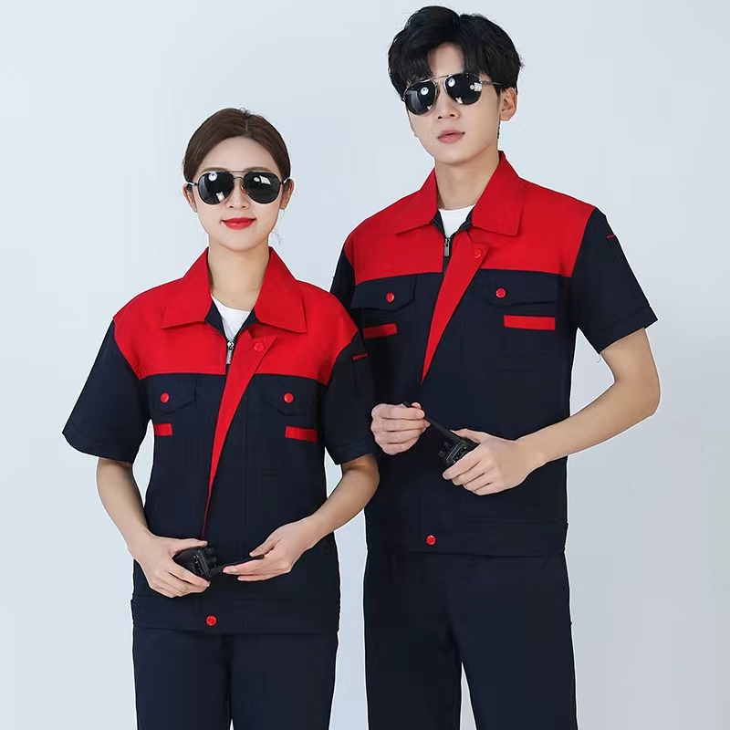 Summer Thin work clothes short sleeves Men and women Suits Sweat and breathable workshop Machine repairs Steam repair work Overalls