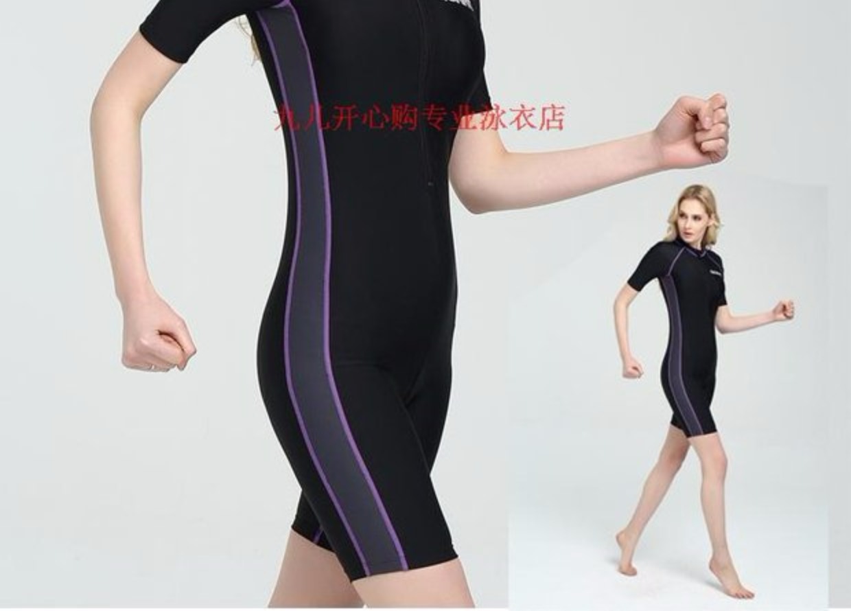 Mới chuyên nghiệp áo tắm một mảnh phụ nữ với ngực pad áo tắm ngắn tay bảo thủ mỏng boxer áo tắm nữ thể thao đào tạo áo tắm liền thân