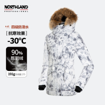 Nordsilan outdoor down jacket for women warm high-fill velvet goose down to keep out the cold removable fur collar hat NDJCT2868S