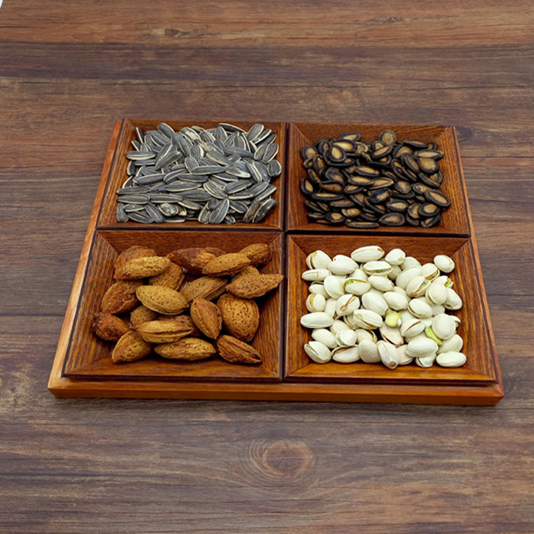 Wooden dry fruit disk Snack disk Divide Wooden plate Renaissance candy fraction disk creative simple nuts